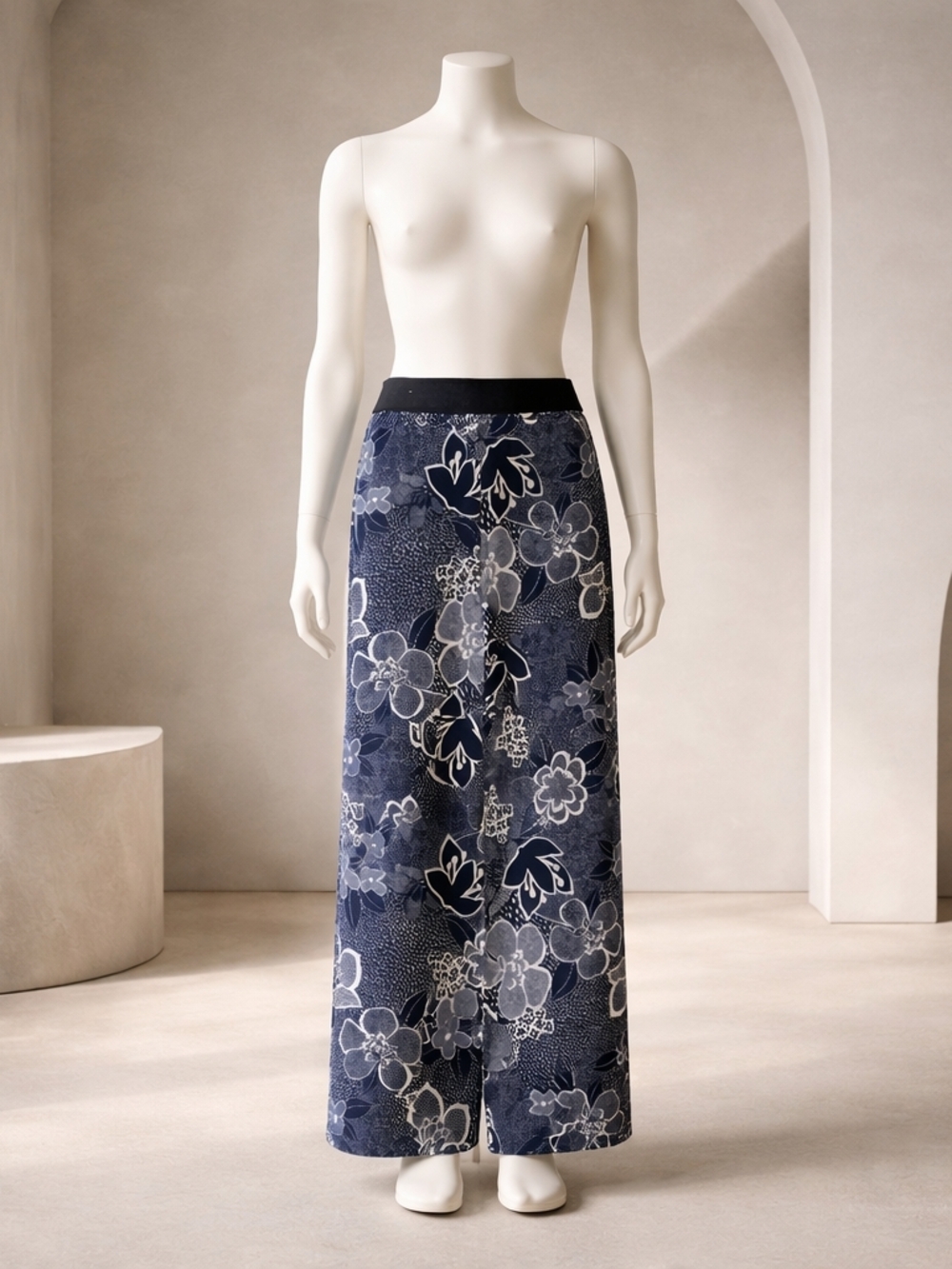 Alfani Flora Wide Leg Pants in Navy and White
